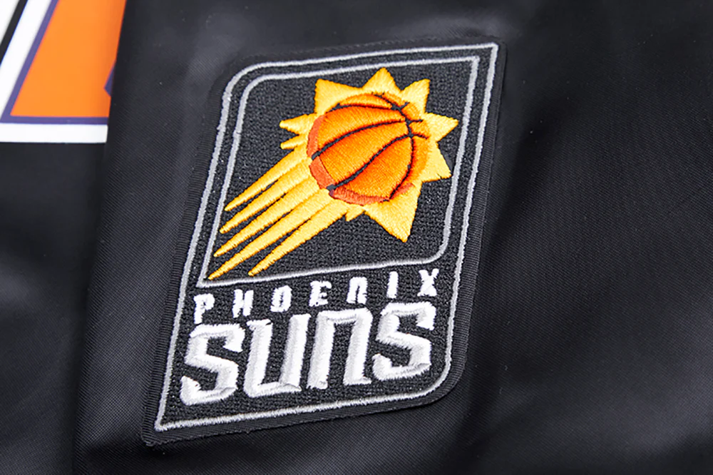 NBA PHOENIX SUNS CLASSIC WOMEN'S SATIN JACKET (BLACK) - Image 7