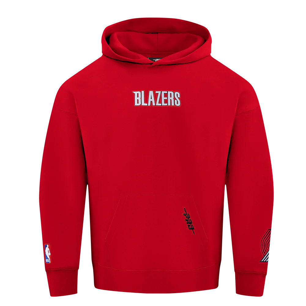 NBA PORTLAND TRAIL BLAZERS WINGSPAN MEN'S DROP SHOULDER FLC PO HOODI (RED) - Image 3