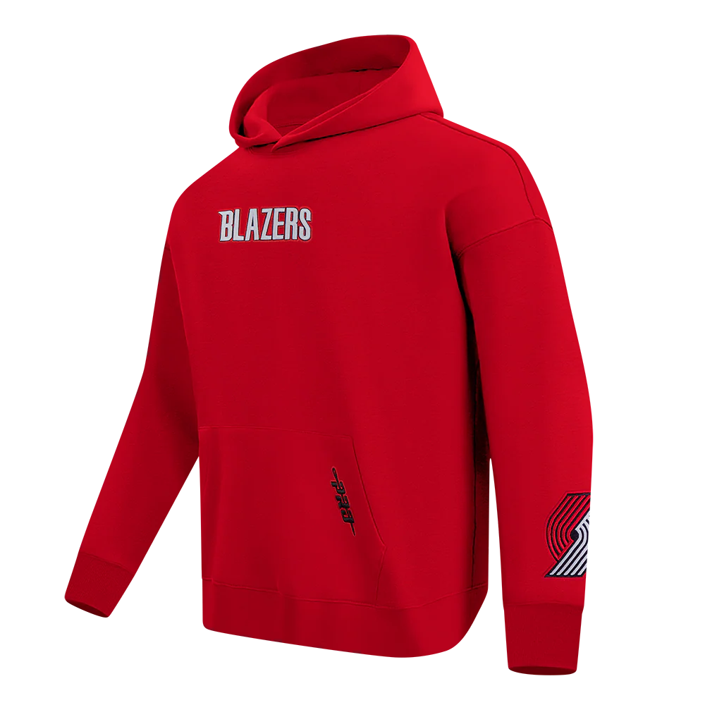 NBA PORTLAND TRAIL BLAZERS WINGSPAN MEN'S DROP SHOULDER FLC PO HOODI (RED) - Image 4