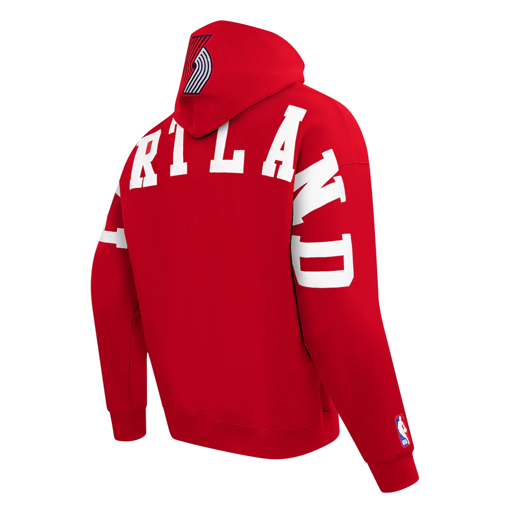 NBA PORTLAND TRAIL BLAZERS WINGSPAN MEN'S DROP SHOULDER FLC PO HOODI (RED) - Image 6