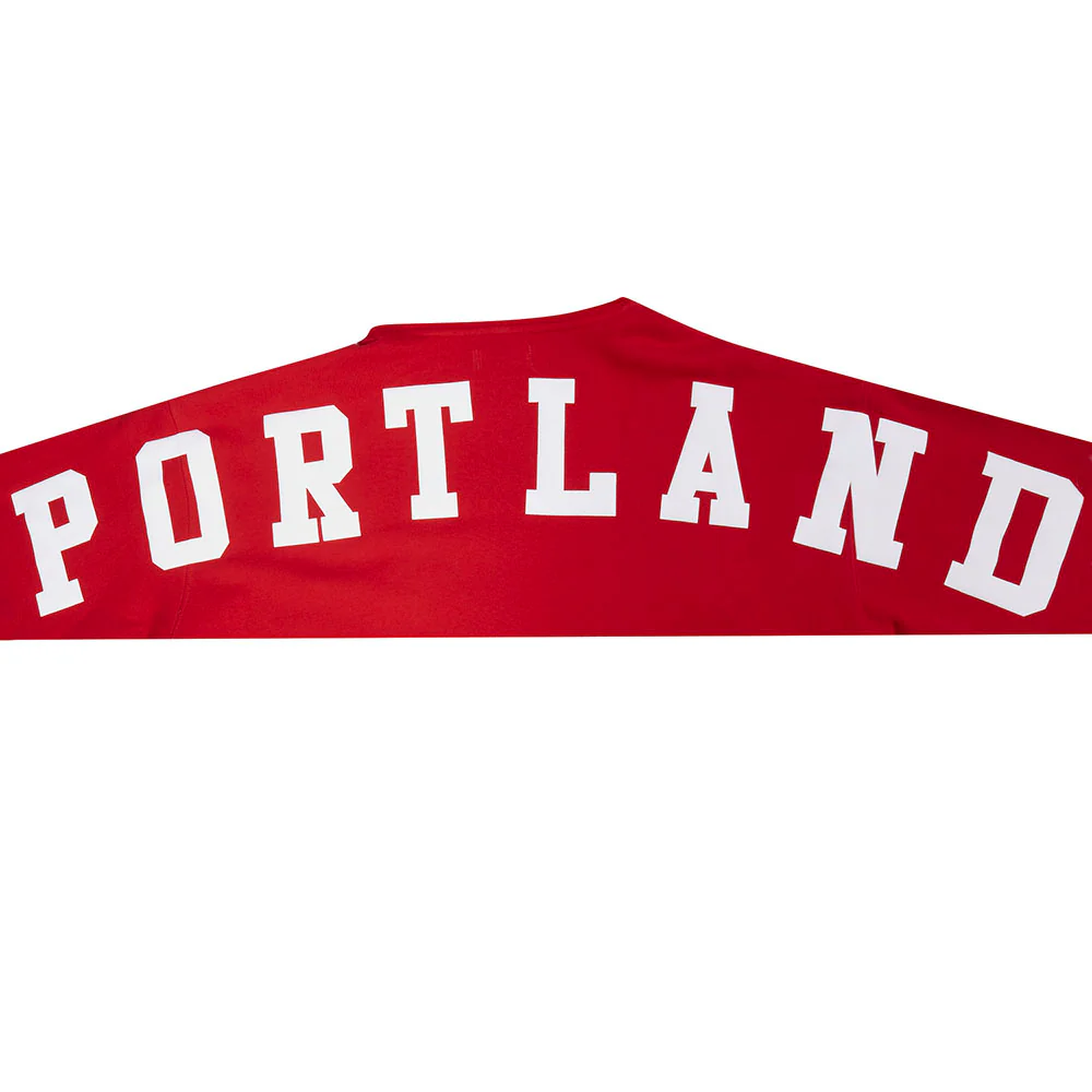 NBA PORTLAND TRAIL BLAZERS WINGSPAN MEN'S DROP SHOULDER FLC PO HOODI (RED) - Image 7