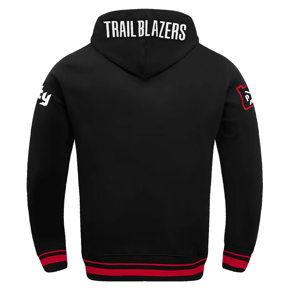 NBA PORTLAND TRAIL BLAZERS CITY EDITION 24-25 MEN'S RIB FLEECE PULLOVER HOODIE (BLACK/RED/BLACK) - Image 3