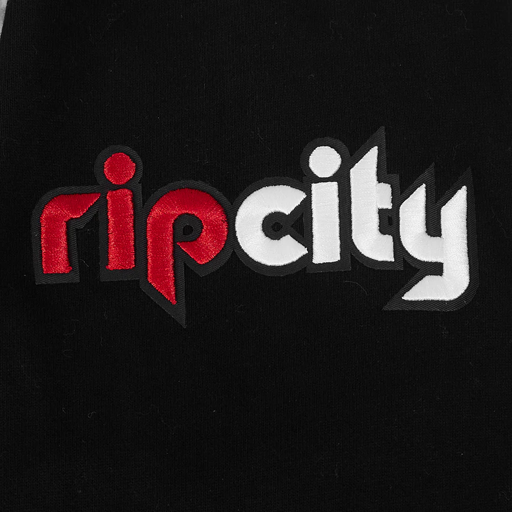 NBA PORTLAND TRAIL BLAZERS CITY EDITION 24-25 MEN'S RIB FLEECE PULLOVER HOODIE (BLACK/RED/BLACK) - Image 6