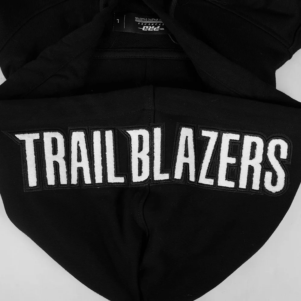 NBA PORTLAND TRAIL BLAZERS CITY EDITION 24-25 MEN'S RIB FLEECE PULLOVER HOODIE (BLACK/RED/BLACK) - Image 8