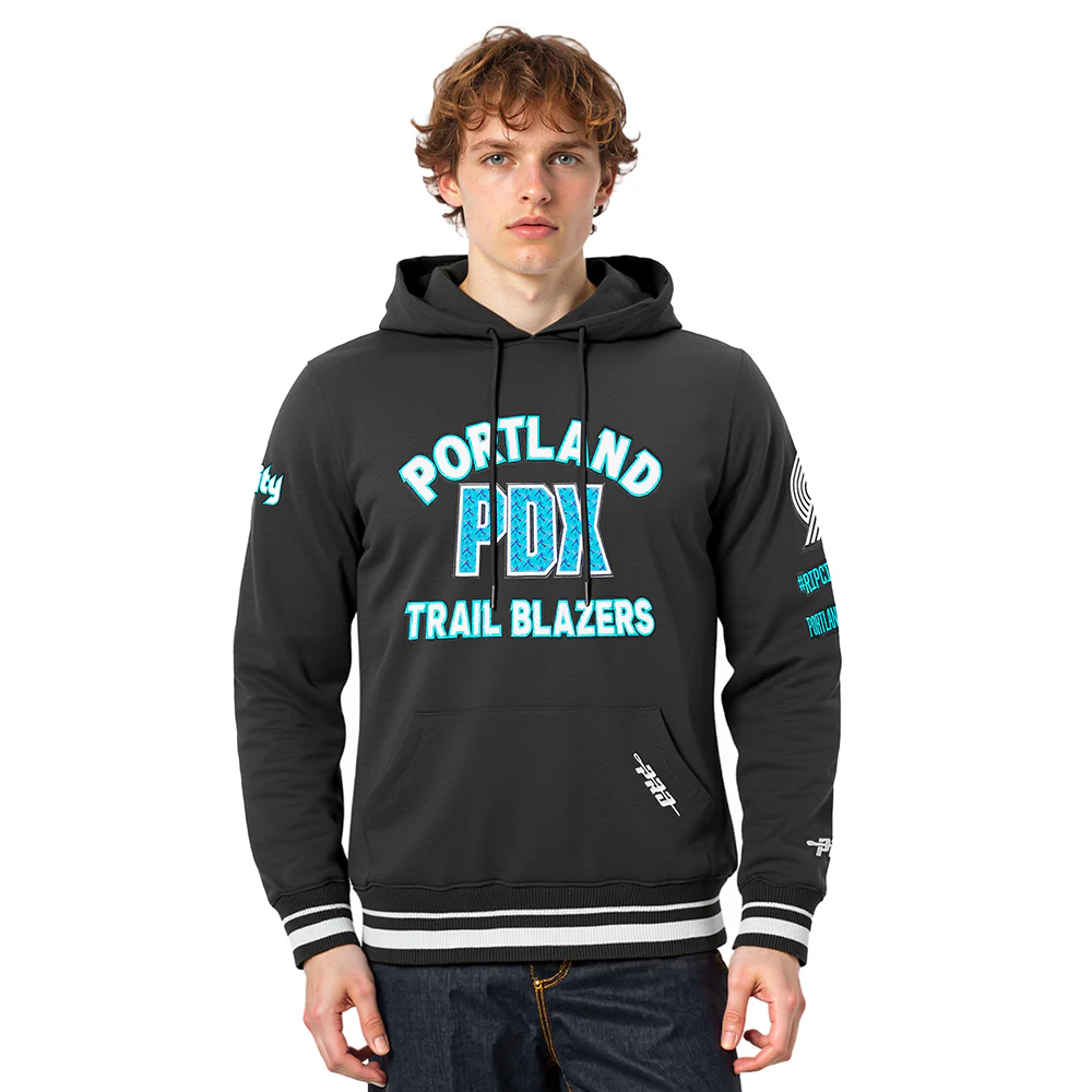 NBA PORTLAND TRAIL BLAZERS CITY EDITION 25-26 MEN'S RIB FLC PO HOODIE (BLACK)