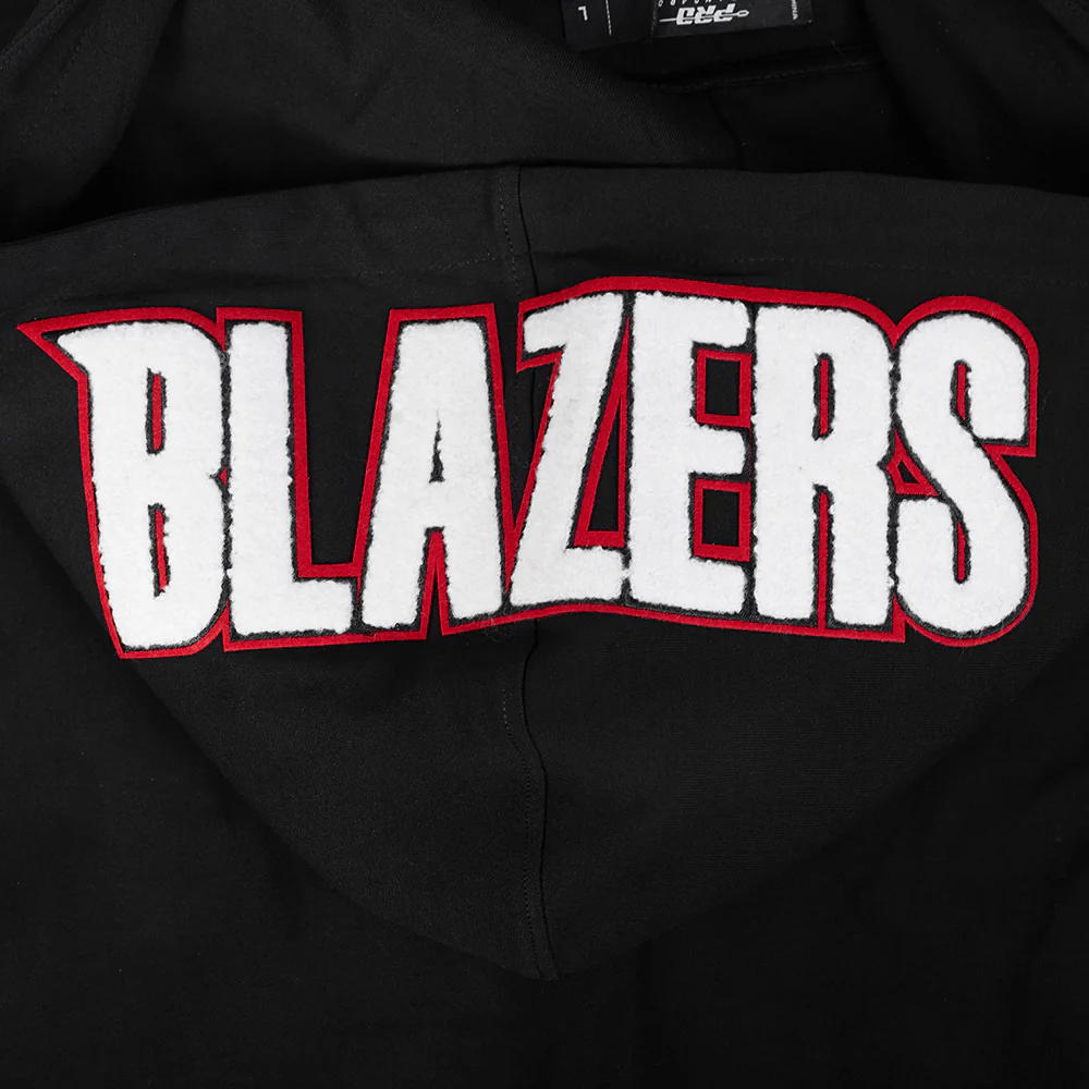 NBA PORTLAND TRAIL BLAZERS CLASSIC CHENILLE MEN'S FULL ZIP HOODIE (BLACK) - Image 15