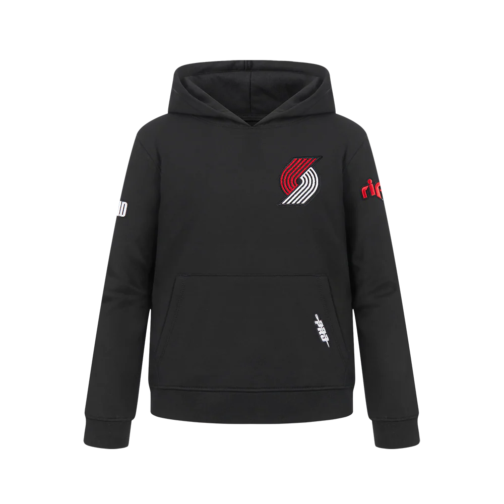 NBA PORTLAND TRAIL BLAZERS CLASSIC BIG BOYS FLEECE PULLOVER HOODIE (BLACK)