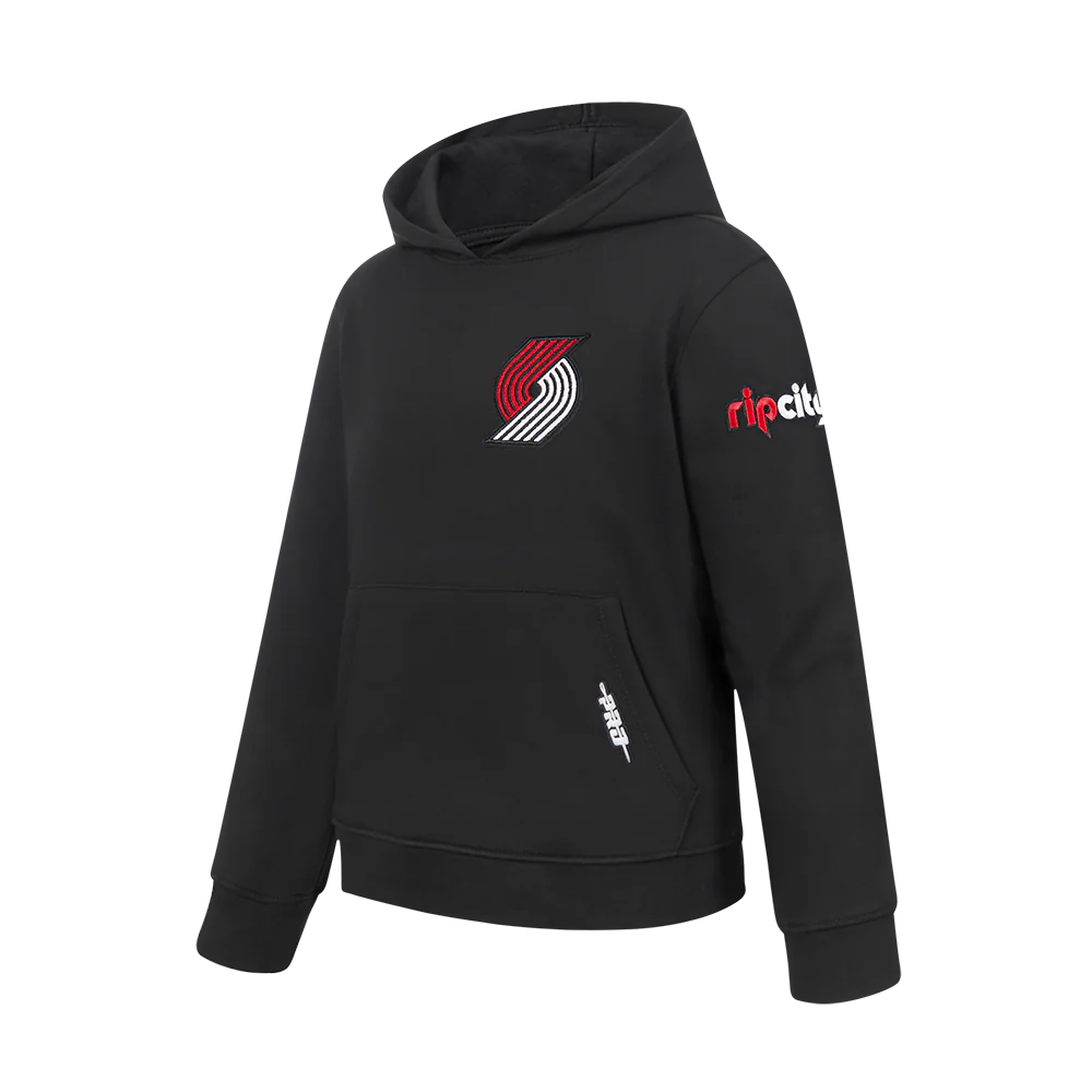 NBA PORTLAND TRAIL BLAZERS CLASSIC BIG BOYS FLEECE PULLOVER HOODIE (BLACK) - Image 2