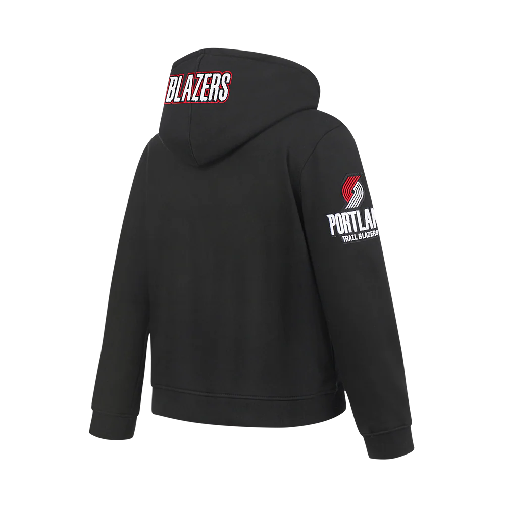 NBA PORTLAND TRAIL BLAZERS CLASSIC BIG BOYS FLEECE PULLOVER HOODIE (BLACK) - Image 4