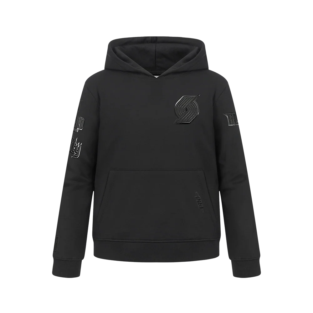 NBA PORTLAND TRAIL BLAZERS TRIPLE BLACK BIG BOYS FLC PO HOODIE (BLACK)