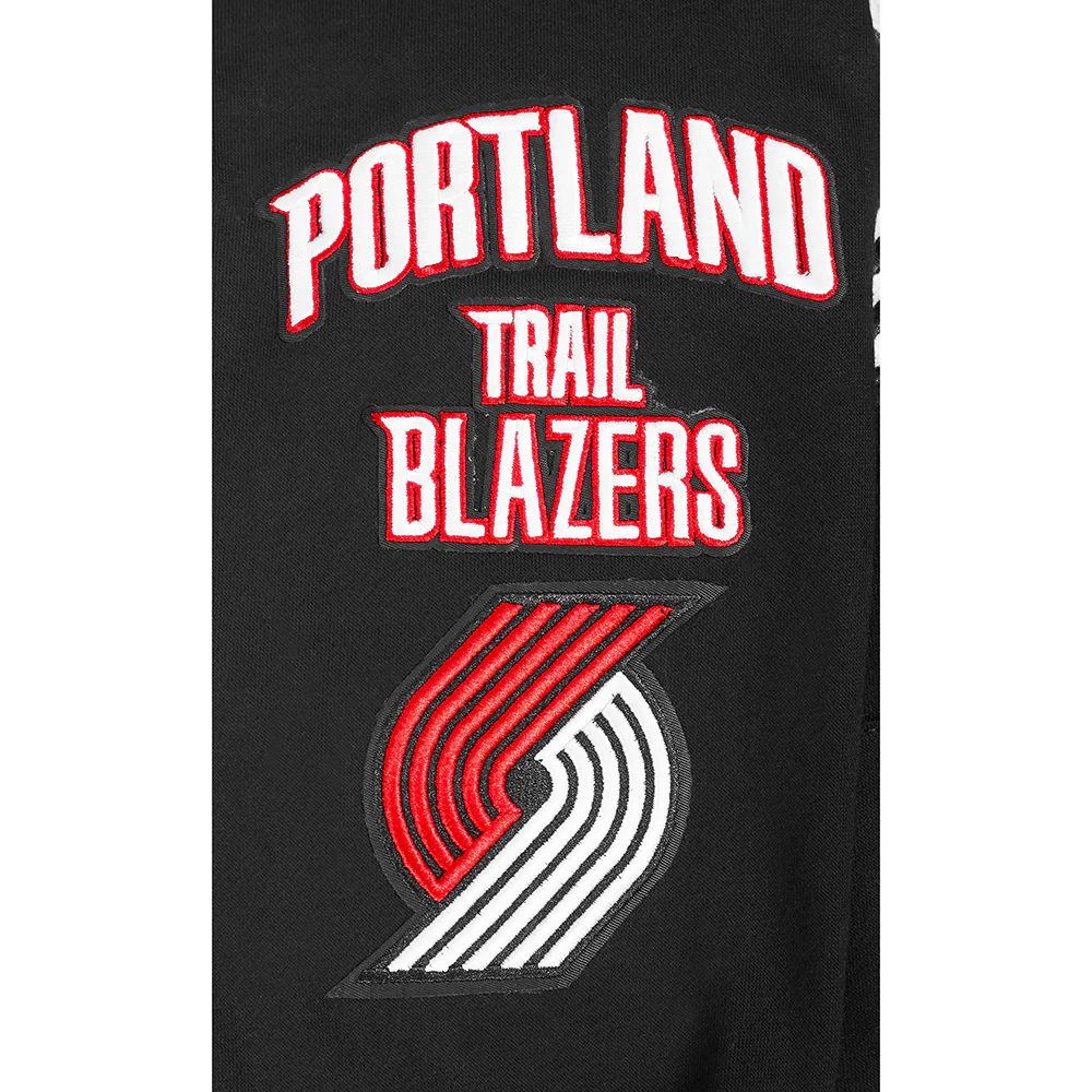 NBA PORTLAND TRAIL BLAZERS RETRO CLASSIC BIG BOY'S RIB FLC PO HOODIE (BLACK/RED/BLACK) - Image 5