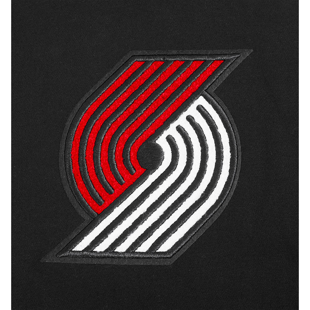 NBA PORTLAND TRAIL BLAZERS RETRO CLASSIC BIG BOY'S RIB FLC PO HOODIE (BLACK/RED/BLACK) - Image 6