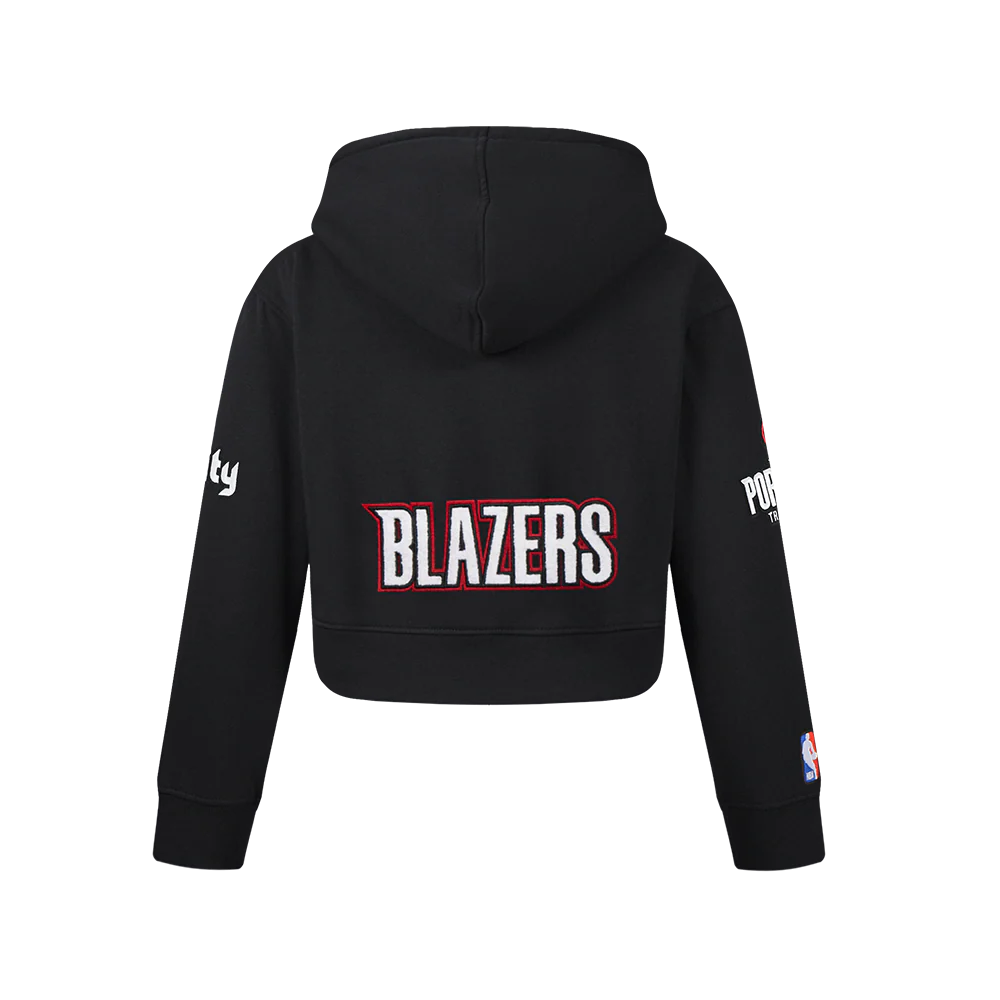 NBA PORTLAND TRAIL BLAZERS CLASSIC BIG GIRLS FLEECE FULL ZIP HOODIE (BLACK) - Image 3