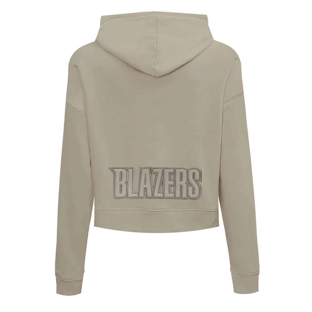 NBA PORTLAND TRAIL BLAZERS NEURAL WOMEN'S CROPPED FLC PO HOODIE (TAUPE) - Image 3