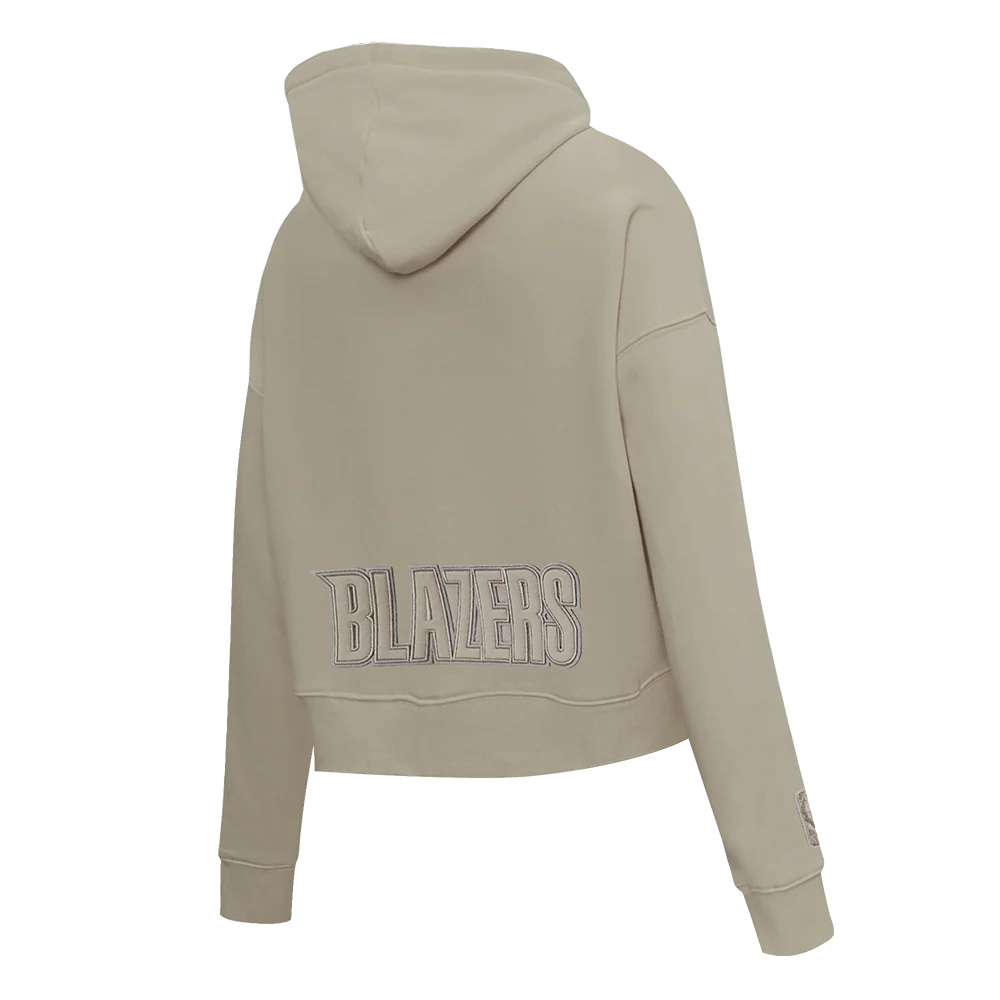 NBA PORTLAND TRAIL BLAZERS NEURAL WOMEN'S CROPPED FLC PO HOODIE (TAUPE) - Image 4