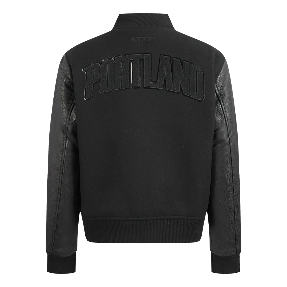NBA PORTLAND TRAIL BLAZERS TRIPLE BLACK WOMEN'S WOOL VARSITY JACKET (TRIPLE BLACK) - Image 3