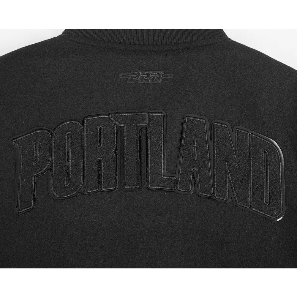 NBA PORTLAND TRAIL BLAZERS TRIPLE BLACK WOMEN'S WOOL VARSITY JACKET (TRIPLE BLACK) - Image 5