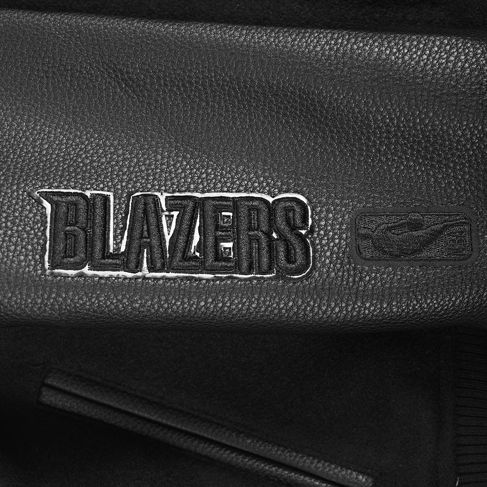 NBA PORTLAND TRAIL BLAZERS TRIPLE BLACK WOMEN'S WOOL VARSITY JACKET (TRIPLE BLACK) - Image 8