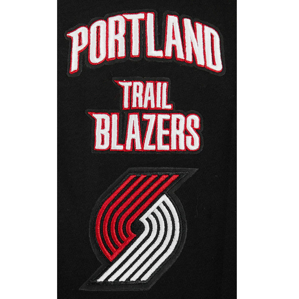 NBA PORTLAND TRAIL BLAZERS RETRO CLASSIC LITTLE BOYS RIB FLEECE PULLOVER HOODIE (BLACK/RED/BLACK) - Image 5
