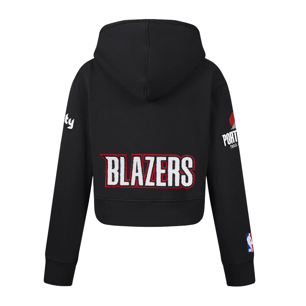 NBA PORTLAND TRAIL BLAZERS CLASSIC LITTLE GIRLS FLEECE FULL ZIP HOODIE (BLACK) - Image 3
