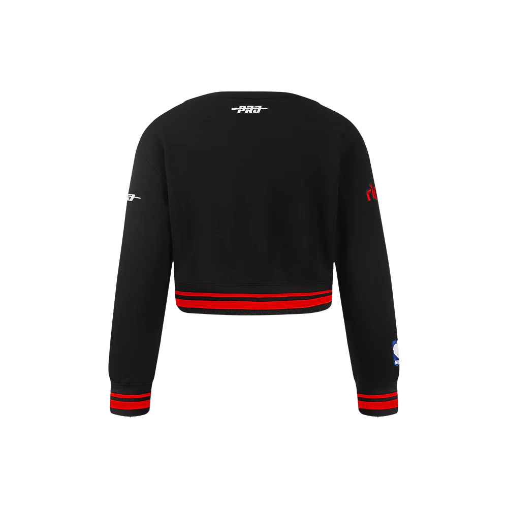 NBA PULLOVERRTLAND TRAIL BLAZERS RETRO CLASSIC LITTLE GIRLS RIB FLEECE CREWNECK (BLACK/RED/BLACK) - Image 3