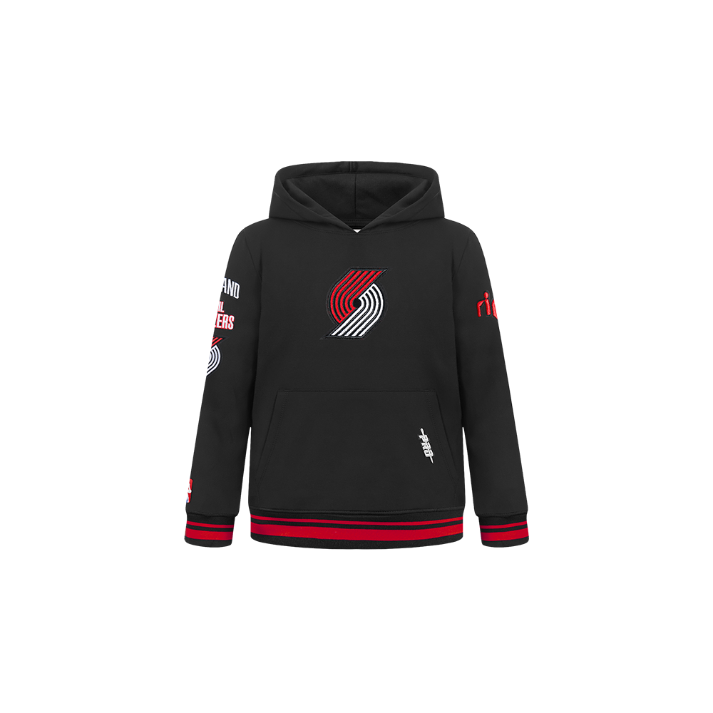 NBA PORTLAND TRAIL BLAZERS RETRO CLASSIC TODDLER BOYS RIB FLEECE PULLOVER HOODIE (BLACK/RED/BLACK)