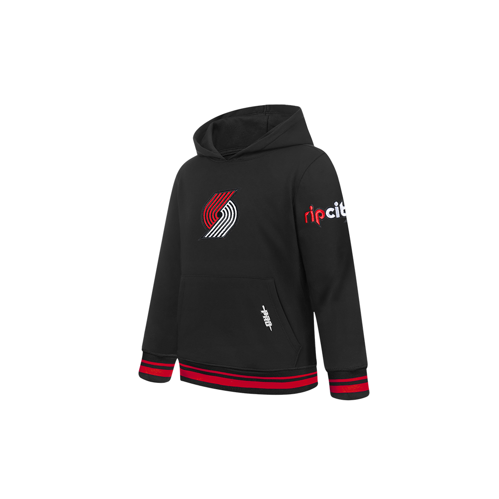 NBA PORTLAND TRAIL BLAZERS RETRO CLASSIC TODDLER BOYS RIB FLEECE PULLOVER HOODIE (BLACK/RED/BLACK) - Image 2