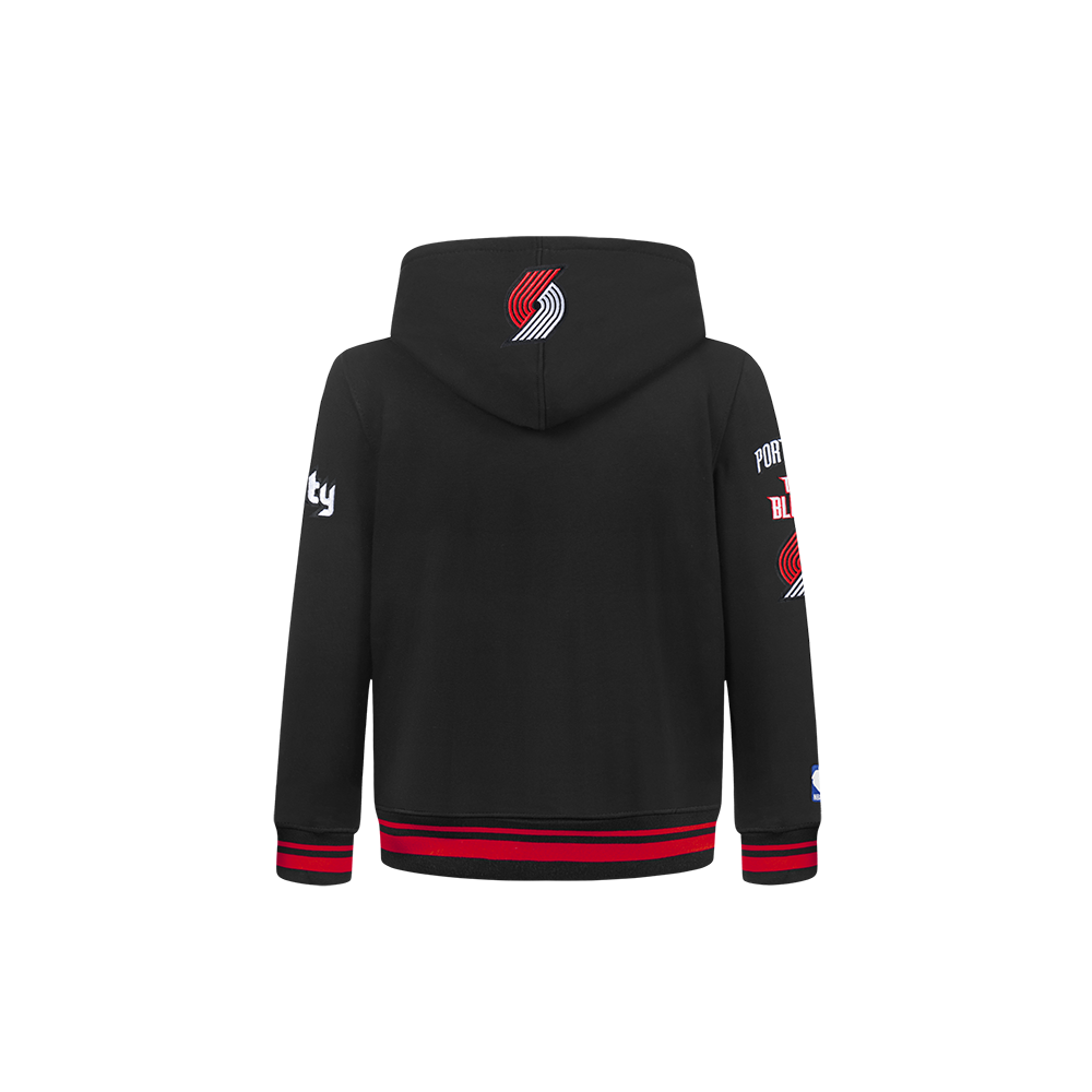 NBA PORTLAND TRAIL BLAZERS RETRO CLASSIC TODDLER BOYS RIB FLEECE PULLOVER HOODIE (BLACK/RED/BLACK) - Image 3