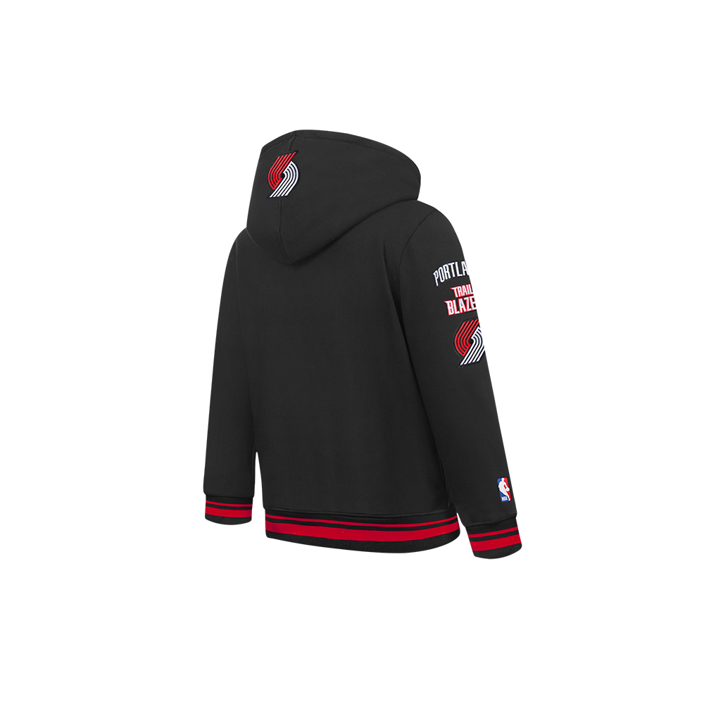 NBA PORTLAND TRAIL BLAZERS RETRO CLASSIC TODDLER BOYS RIB FLEECE PULLOVER HOODIE (BLACK/RED/BLACK) - Image 4