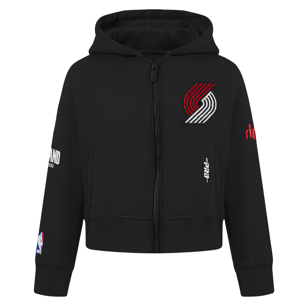 NBA PORTLAND TRAIL BLAZERS CLASSIC TODDLER GIRLS FLEECE FULL ZIP HOODIE (BLACK)