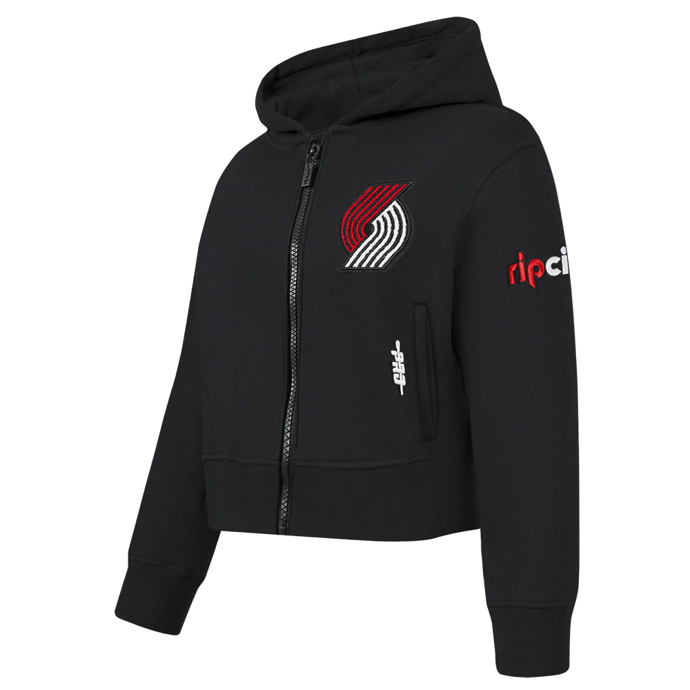 NBA PORTLAND TRAIL BLAZERS CLASSIC TODDLER GIRLS FLEECE FULL ZIP HOODIE (BLACK) - Image 2