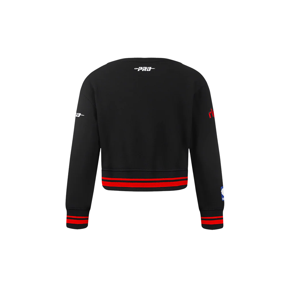 NBA PORTLAND TRAIL BLAZERS RETRO CLASSIC TODDLER GIRLS RIB FLEECE CREWNECK (BLACK/RED/BLACK) - Image 3