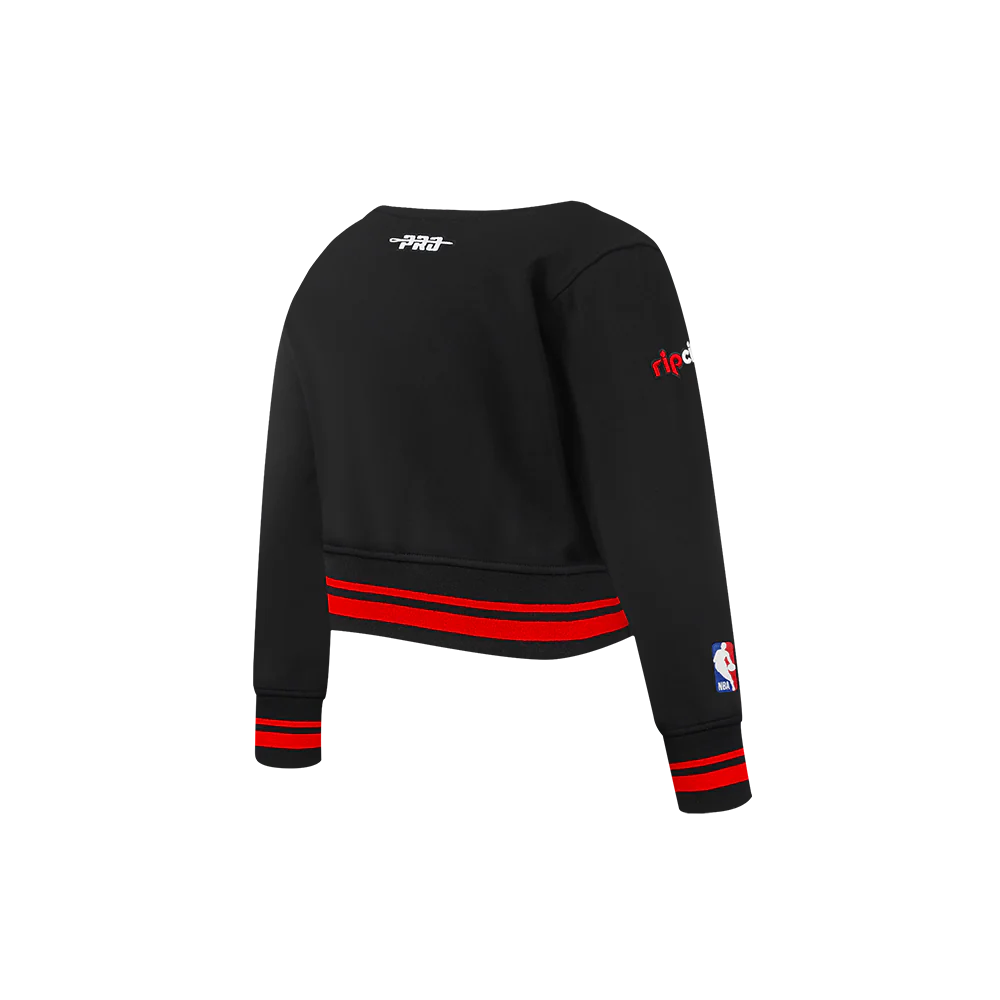 NBA PORTLAND TRAIL BLAZERS RETRO CLASSIC TODDLER GIRLS RIB FLEECE CREWNECK (BLACK/RED/BLACK) - Image 4