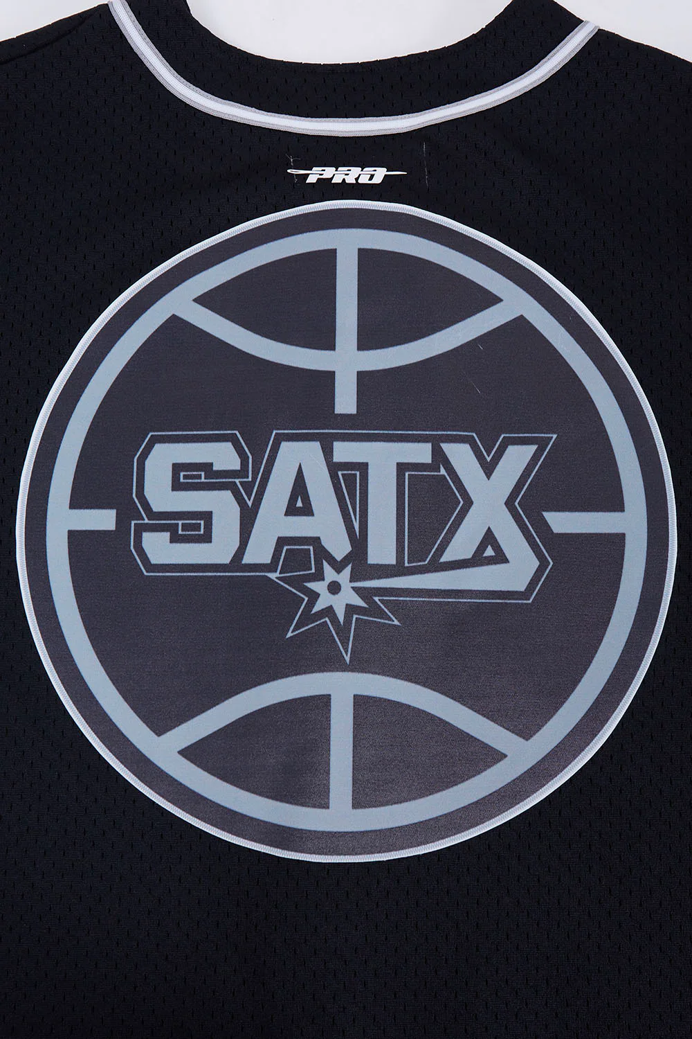 NBA SAN ANTONIO SPURS SCRIPT TAIL MEN'S MESH BUTTON DOWN SHIRT (BLACK/GRAY) - Image 5