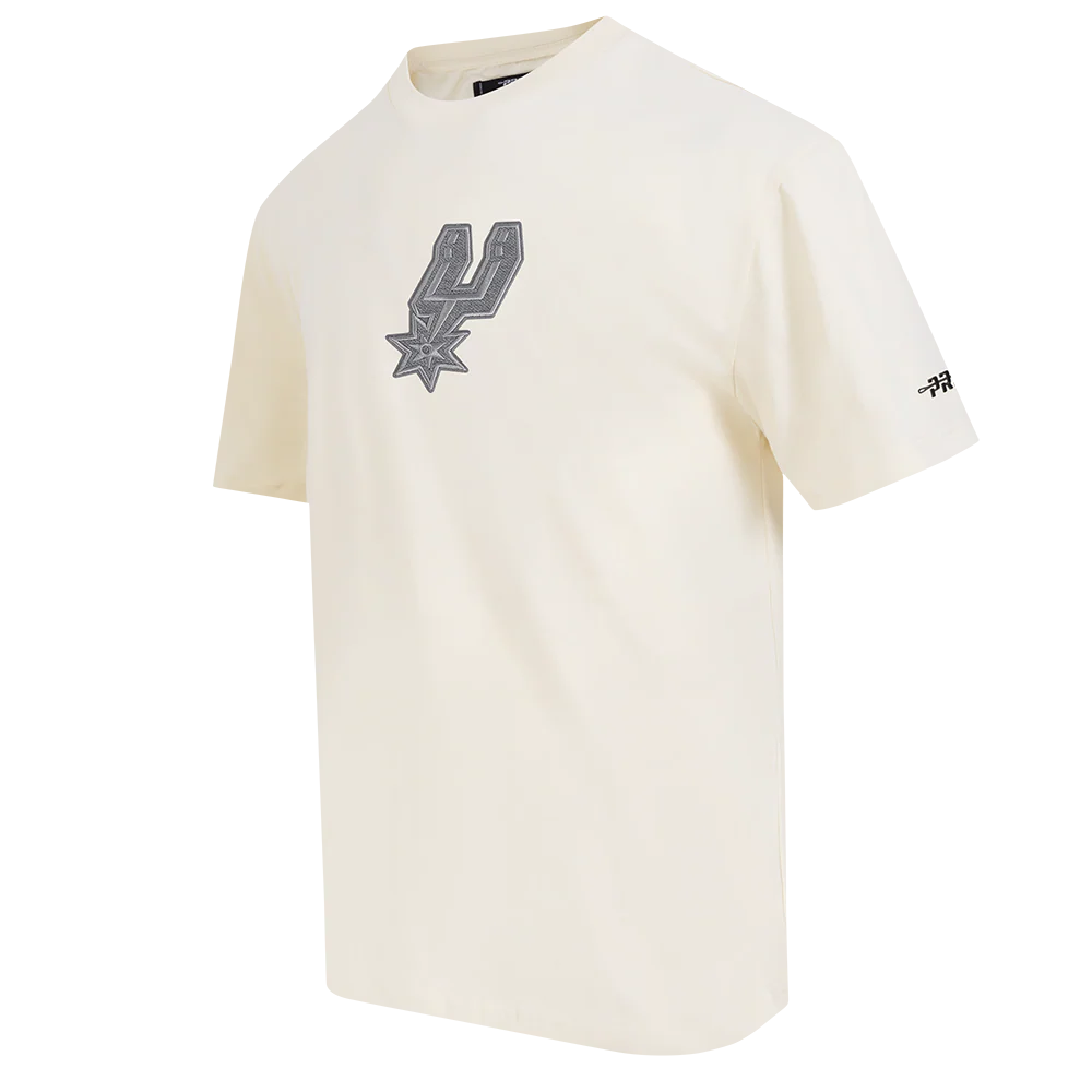 NBA SAN ANTONIO SPURS REVERSE FRENCH TERRY MEN'S CJ DROP SHOULDER TEE (EGGSHELL) - Image 3