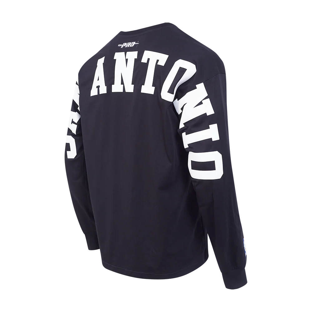 NBA SAN ANTONIO SPURS WINGSPAN MEN'S DROP SHOULDER LS TEE (BLACK) - Image 6