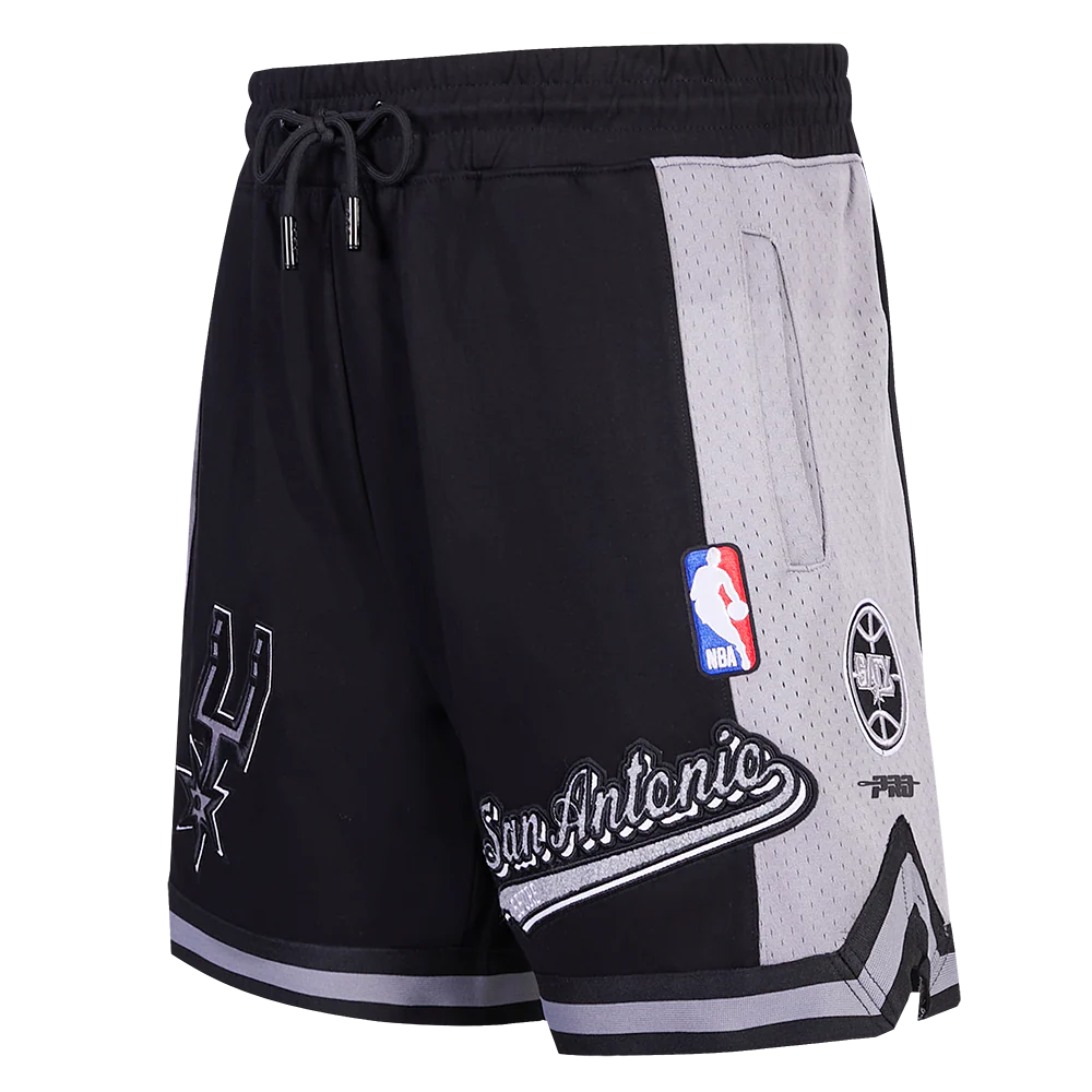 NBA SAN ANTONIO SPURS SCRIPT TAIL MEN'S DOUBLE KNIT 2.0 SHORT (BLACK/GRAY)