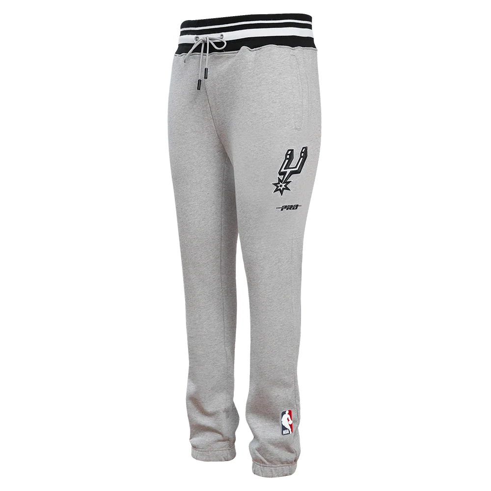 NBA SAN ANTONIO SPURS SCRIPT TAIL MEN'S RIB FLEECE SWEATPANT (HEATHER GRAY/BLACK)