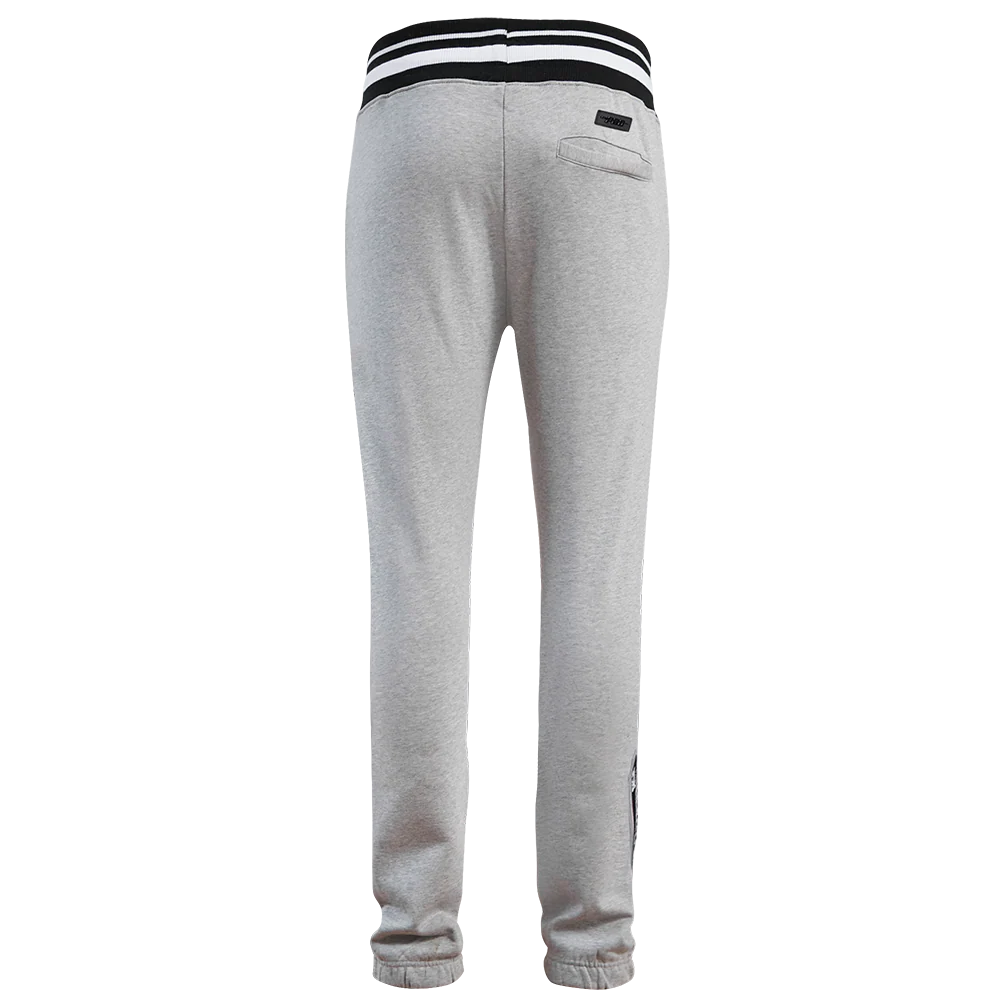 NBA SAN ANTONIO SPURS SCRIPT TAIL MEN'S RIB FLEECE SWEATPANT (HEATHER GRAY/BLACK) - Image 2