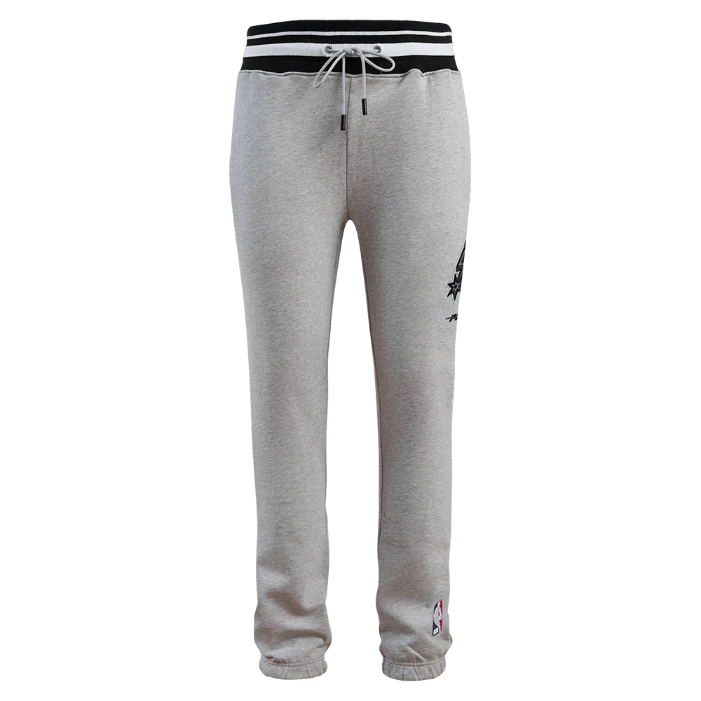 NBA SAN ANTONIO SPURS SCRIPT TAIL MEN'S RIB FLEECE SWEATPANT (HEATHER GRAY/BLACK) - Image 3