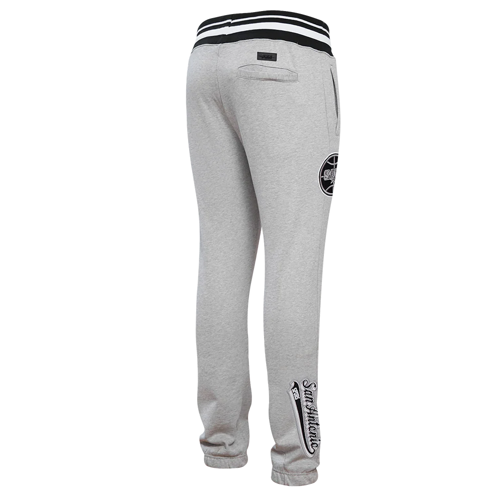 NBA SAN ANTONIO SPURS SCRIPT TAIL MEN'S RIB FLEECE SWEATPANT (HEATHER GRAY/BLACK) - Image 4