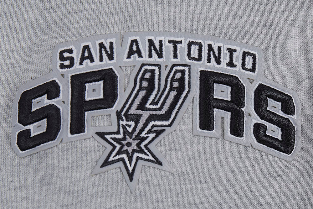 NBA SAN ANTONIO SPURS SCRIPT TAIL MEN'S RIB FLEECE PULLOVER HOODIE (HEATHER GRAY/BLACK) - Image 6