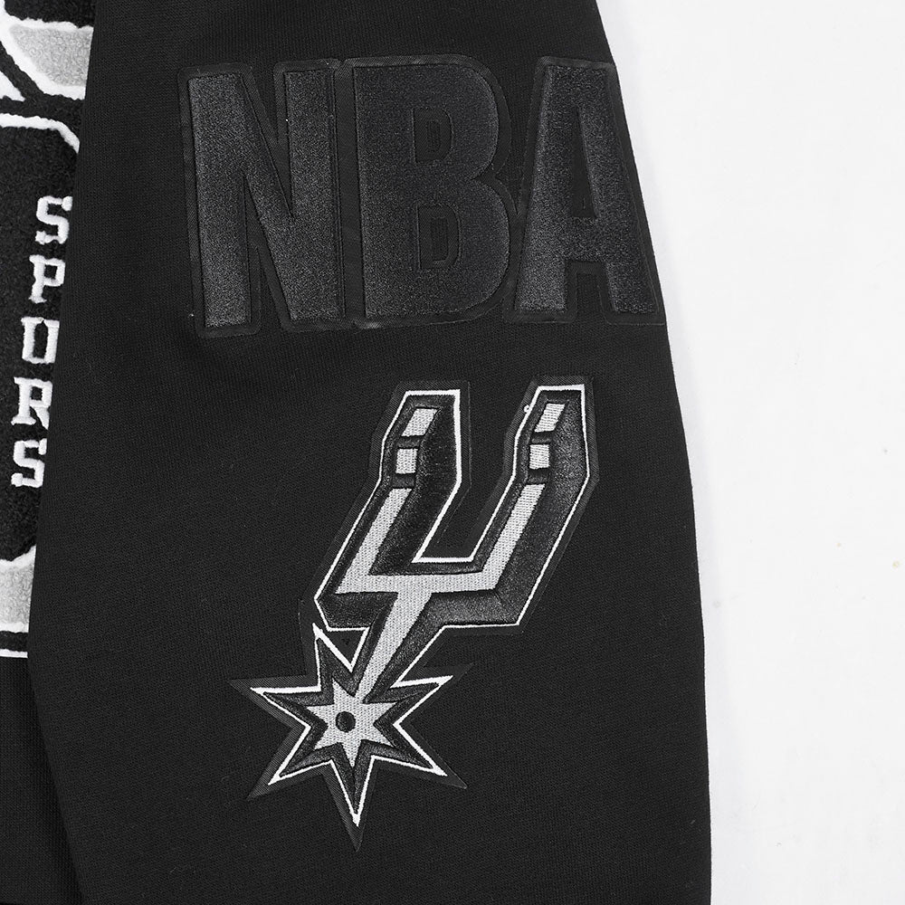 NBA SAN ANTONIO SPURS MASHUP MEN'S RIB PULLOVER HOODIE (BLACK/GRAY) - Image 7