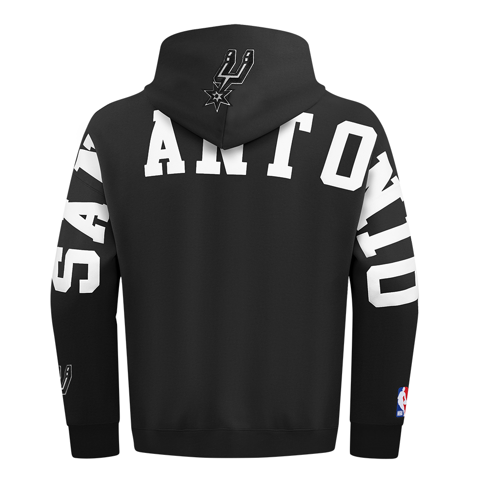NBA SAN ANTONIO SPURS WINGSPAN MEN'S DROP SHOULDER FLEECE PULLOVER HOODIE (BLACK)