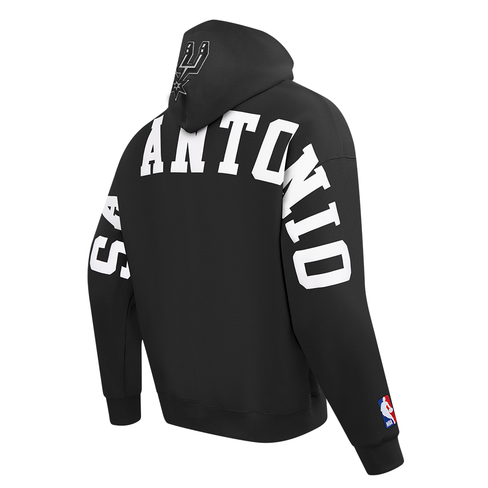 NBA SAN ANTONIO SPURS WINGSPAN MEN'S DROP SHOULDER FLEECE PULLOVER HOODIE (BLACK) - Image 4