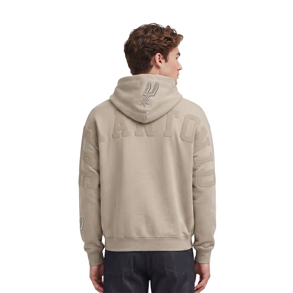 NBA SAN ANTONIO SPURS WINGSPAN MEN'S DROP SHOULDER FLEECE PULLOVER HOODIE (TAUPE)