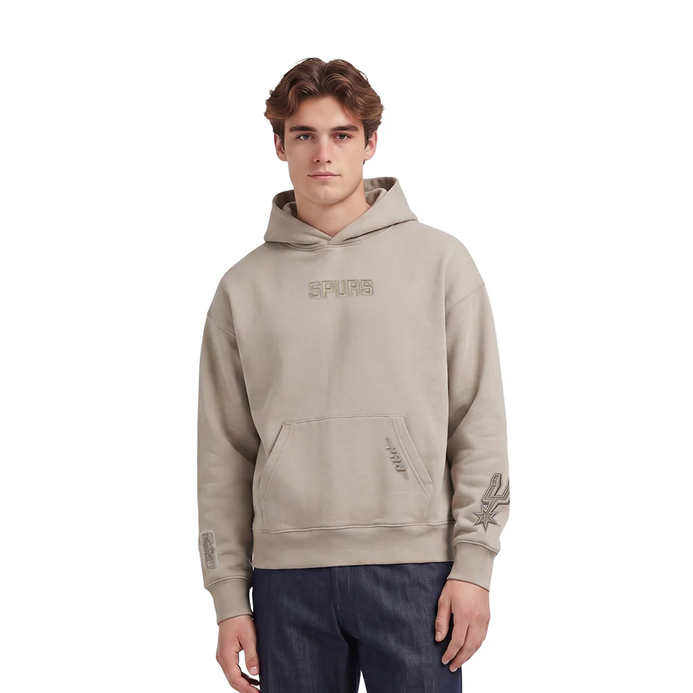 NBA SAN ANTONIO SPURS WINGSPAN MEN'S DROP SHOULDER FLEECE PULLOVER HOODIE (TAUPE) - Image 2