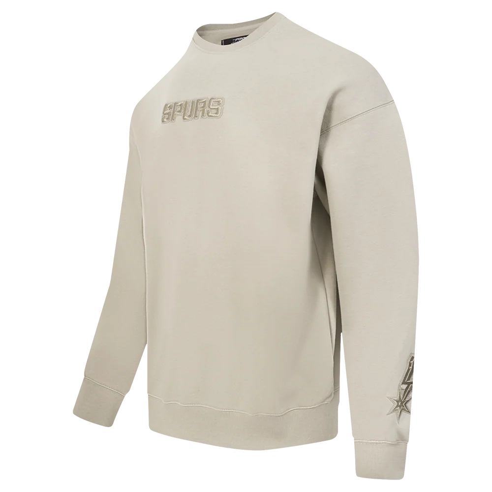 NBA SAN ANTONIO SPURS WINGSPAN MEN'S DROP SHOULDER FLEECE CREWNECK (TAUPE) - Image 4