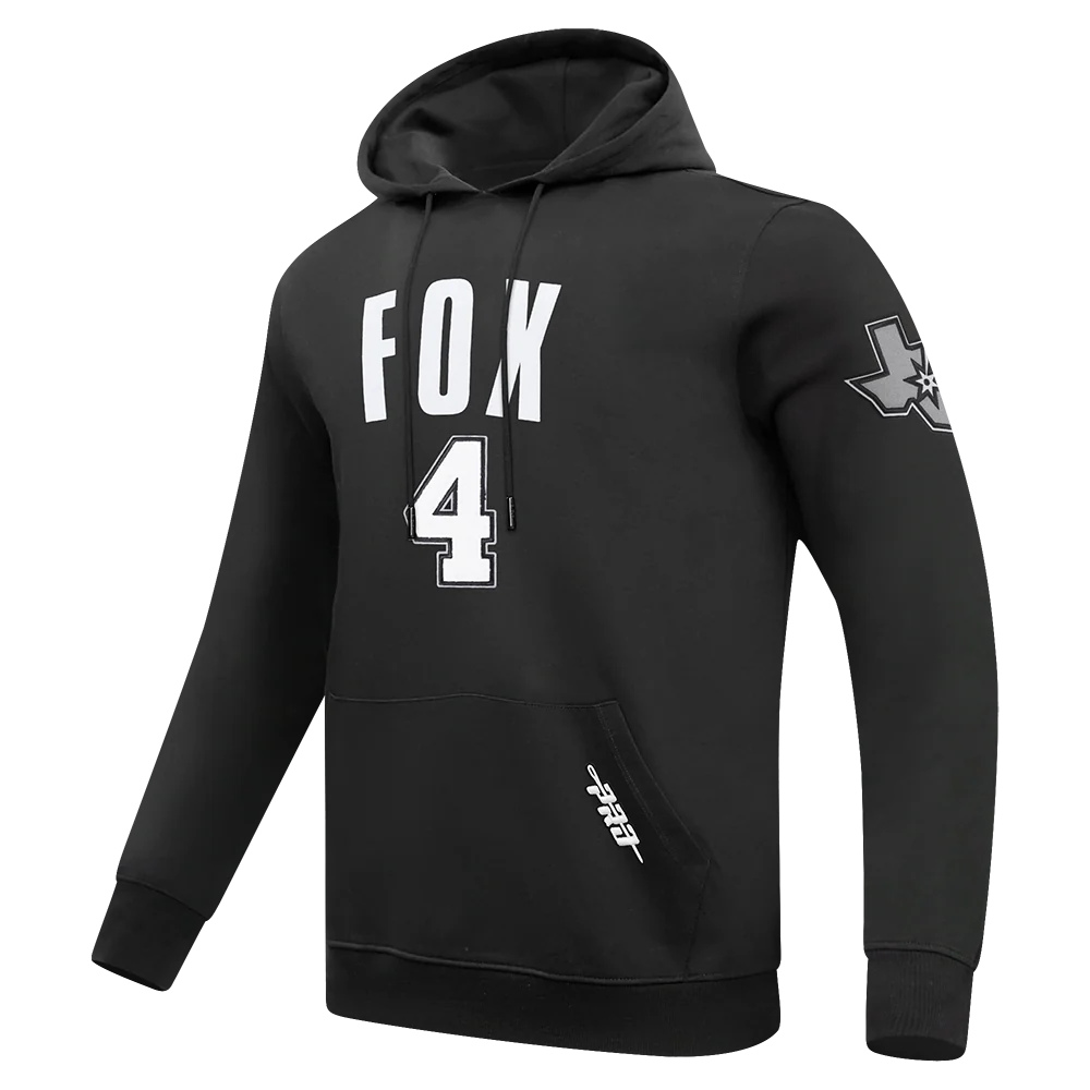 NBA SAN ANTONIO SPURS DE'AARON FOX #4 CLASSIC PNN MEN'S DK PO HOODIE (BLACK) - Image 2