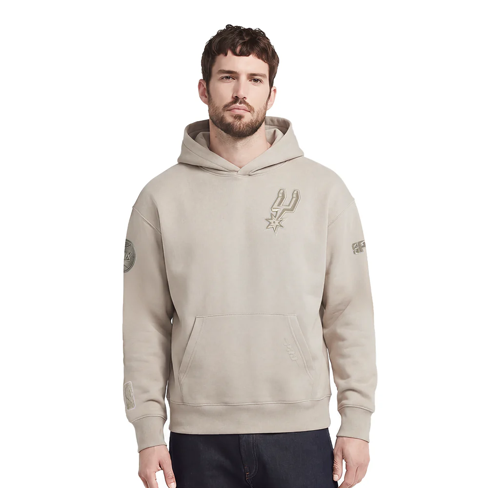 NBA SAN ANTONIO SPURS NEUTRAL MEN'S DROP SHOULDER PULLOVER HOODIE (TAUPE)